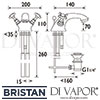 Bristan 1901 Basin Mixer Pop-Up Waste Dimensions